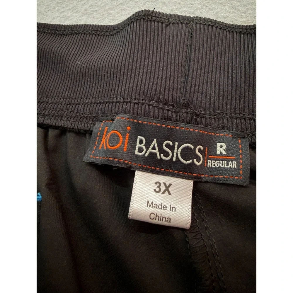 Koi Basics Caroline Scrub Pants‎ Womens 3X Black Straight Leg 743R Cargo NWT